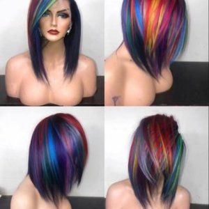 Mixed Color Cosplay High Temperature Silk Rose Mesh Wig